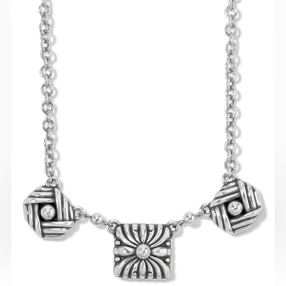 BRIGHTON NWT Sonora Motif Necklace • JM4790 • Silver Plated Feminine Trio Charm